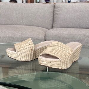 Chocolat Blu Cream Espadrille Wedges